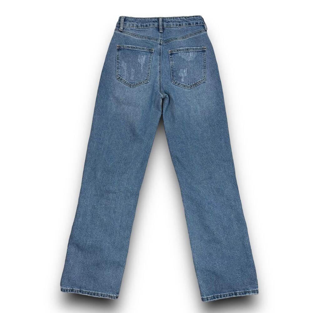 Rue 21 Womens Relaxed Baggy Mid Rise Waist Jeans Distressed Medium Wash Size 2 - Picture 5 of 8